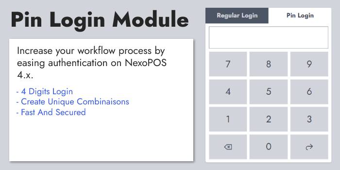 Pin Login Module for NexoPOS
